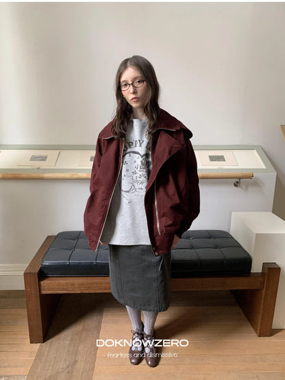 DKZ OFFICIAL Vintage Single Pocket Stand Collar Jacket