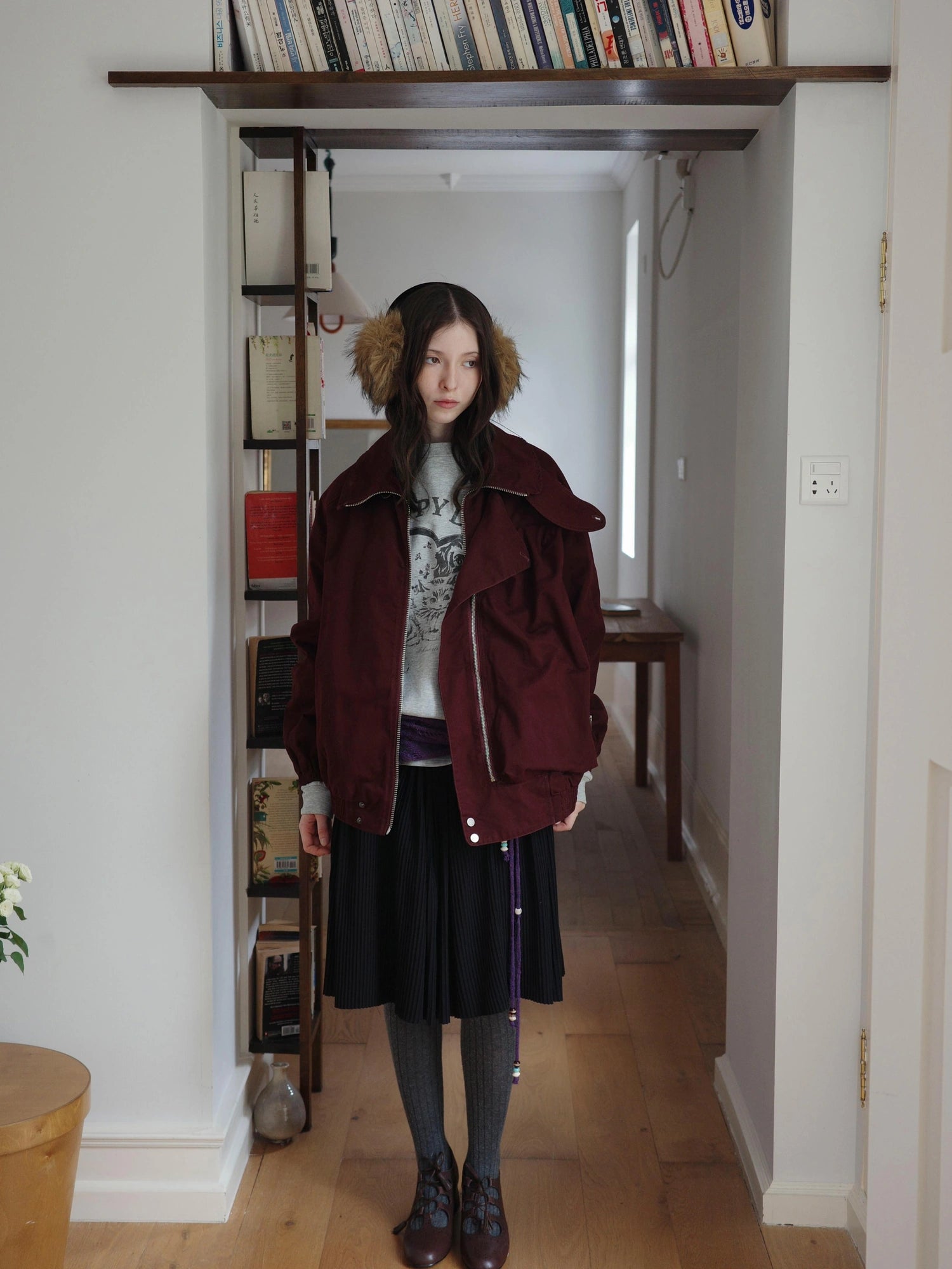 DKZ OFFICIAL Vintage Single Pocket Stand Collar Jacket
