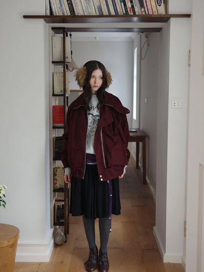 DKZ OFFICIAL Vintage Single Pocket Stand Collar Jacket