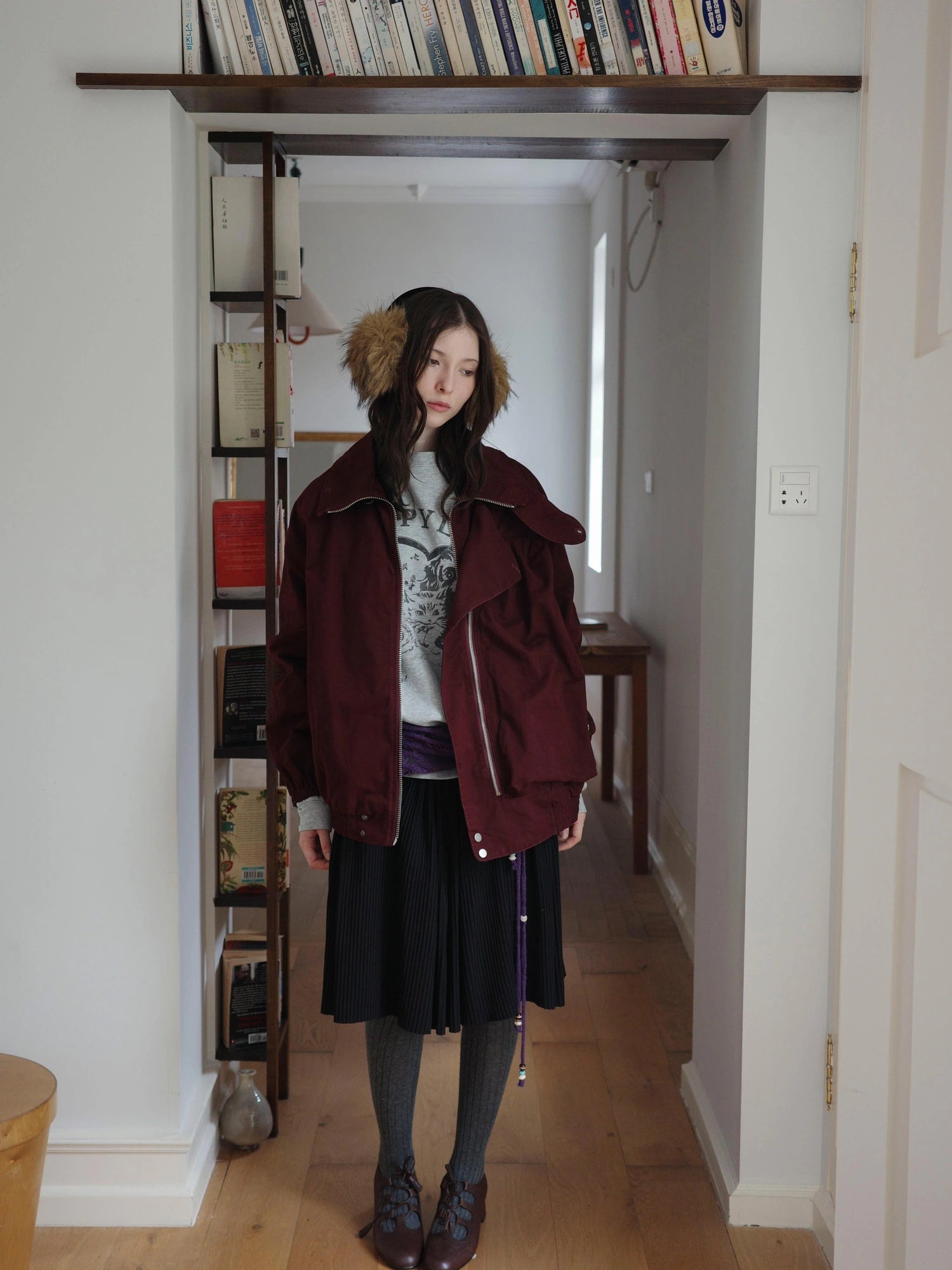 DKZ OFFICIAL Vintage Single Pocket Stand Collar Jacket