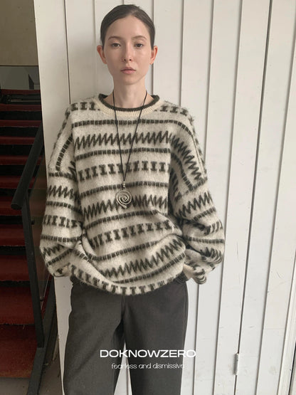 DKZ OFFICIAL Vintage Striped Crewneck Sweater