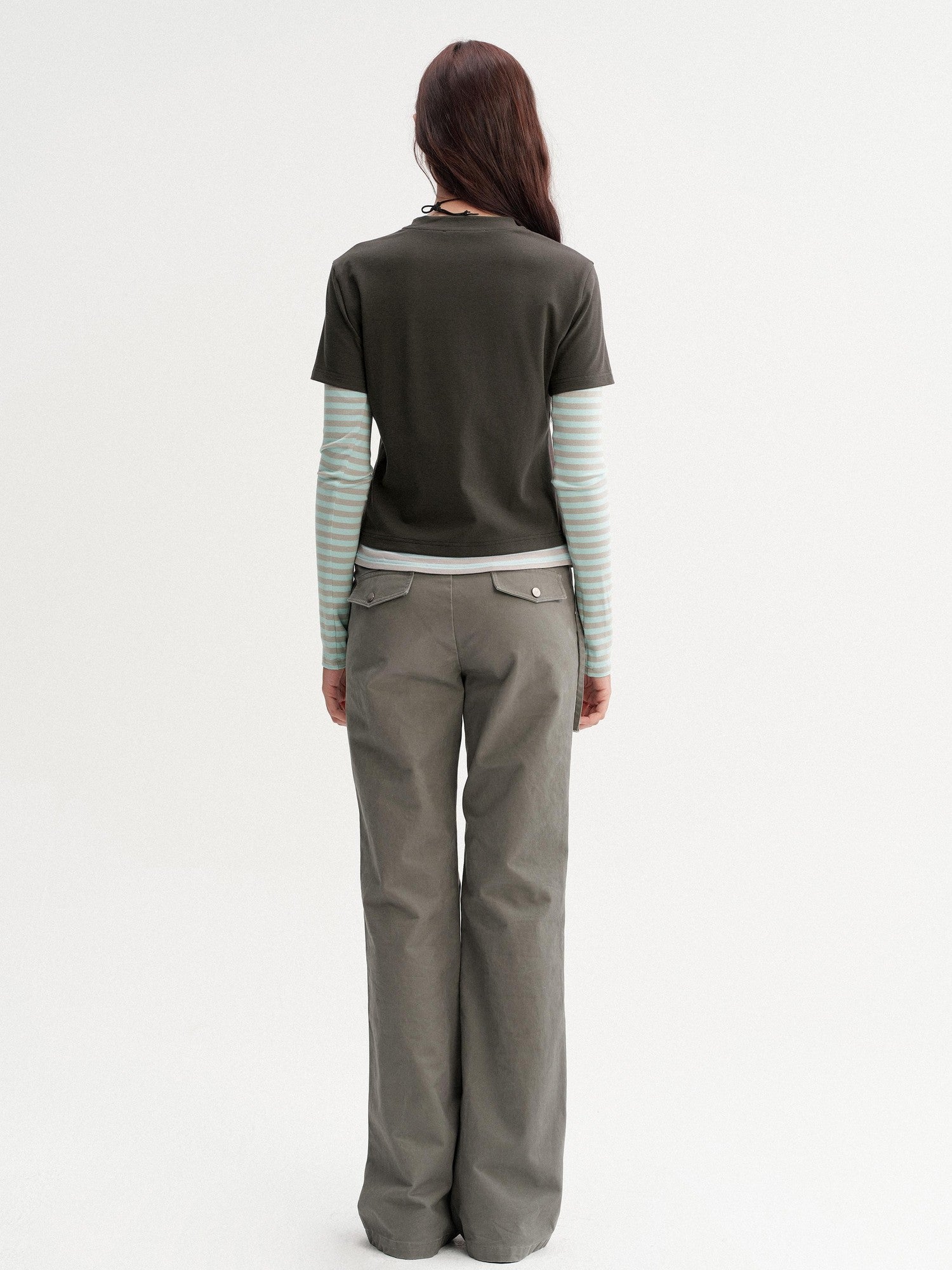 DKZ OFFICIAL Vintage Striped Patchwork Faux Layered Women&