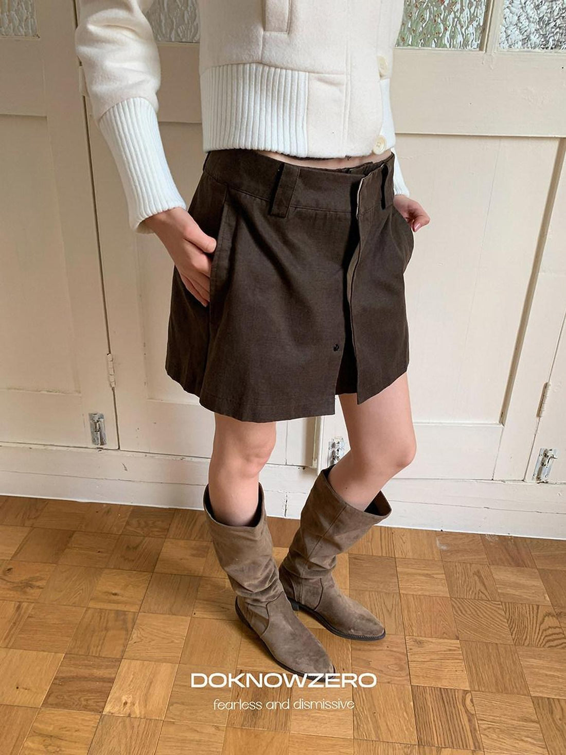 DKZ OFFICIAL Vintage Utility Faux Two Piece A Line Women&