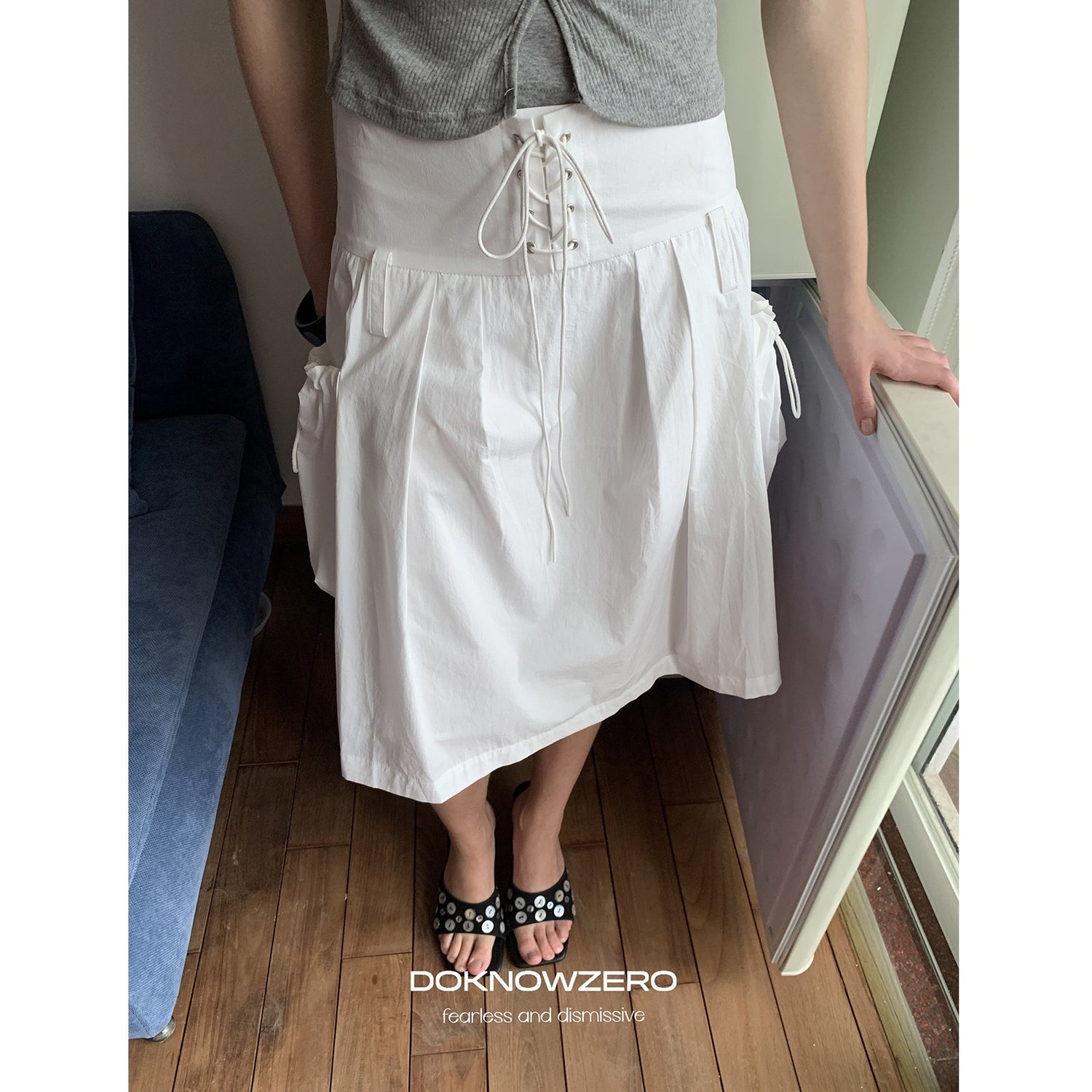 DKZ_OFFICIAL_Vintage_Utility_Tie_Straps_A_Line_Mid_Waist_Women&