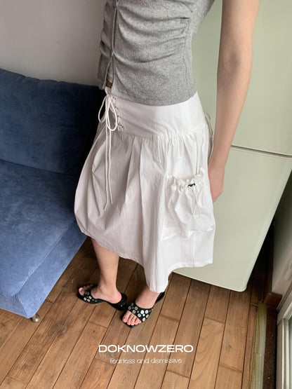 DKZ OFFICIAL Vintage Utility Tie Straps A Line Mid Waist Women&