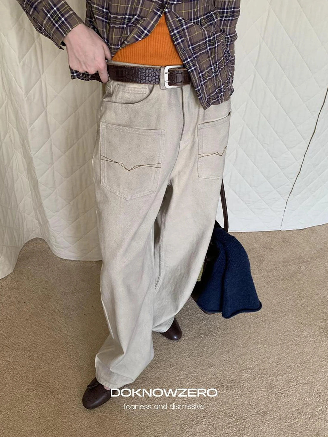 DKZ OFFICIAL Vintage Washed Apricot Denim Jeans