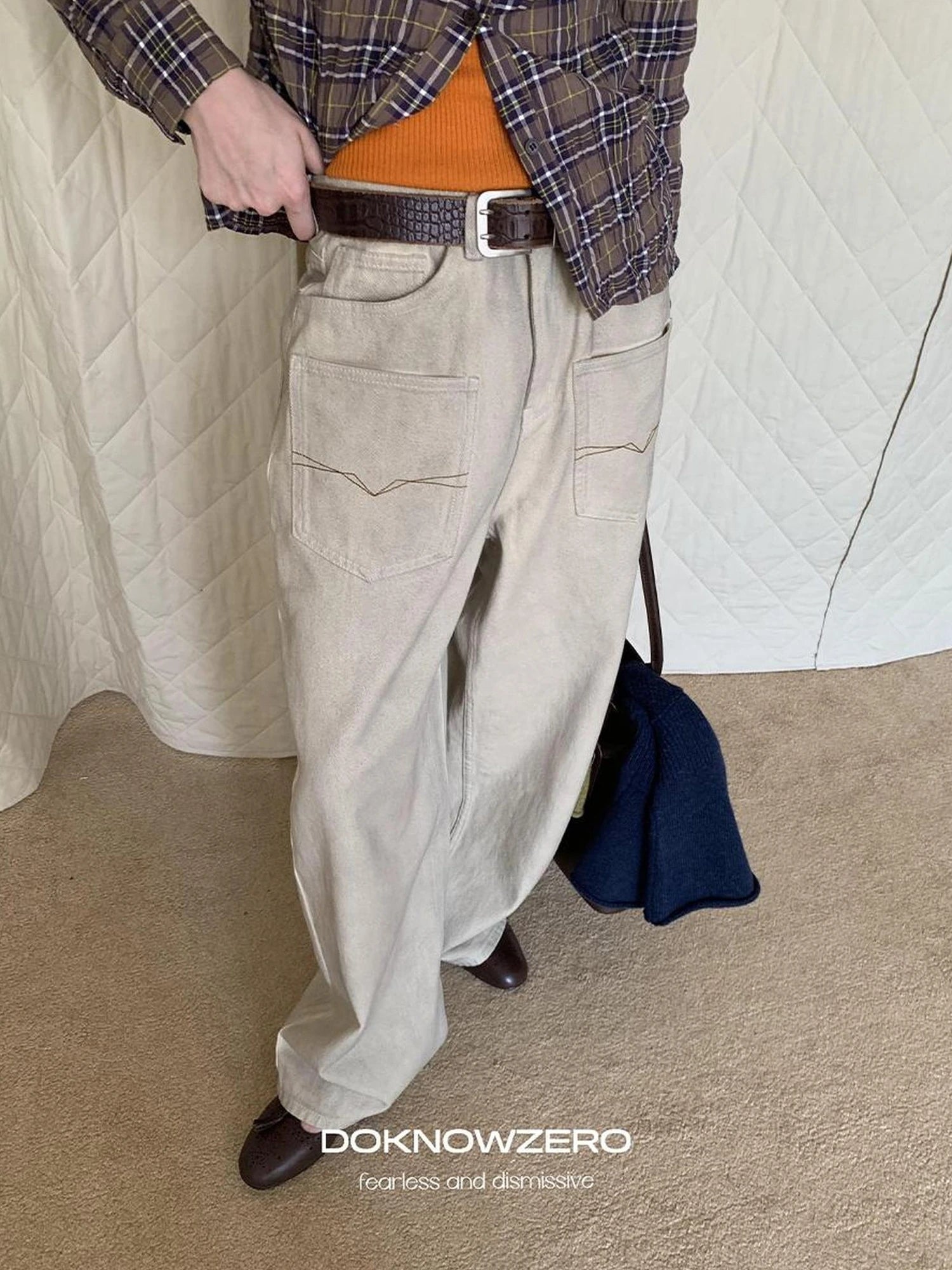 DKZ OFFICIAL Vintage Washed Apricot Denim Jeans