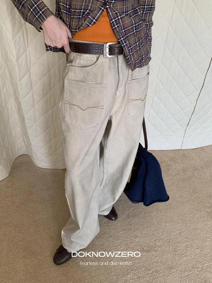 DKZ OFFICIAL Vintage Washed Apricot Denim Jeans