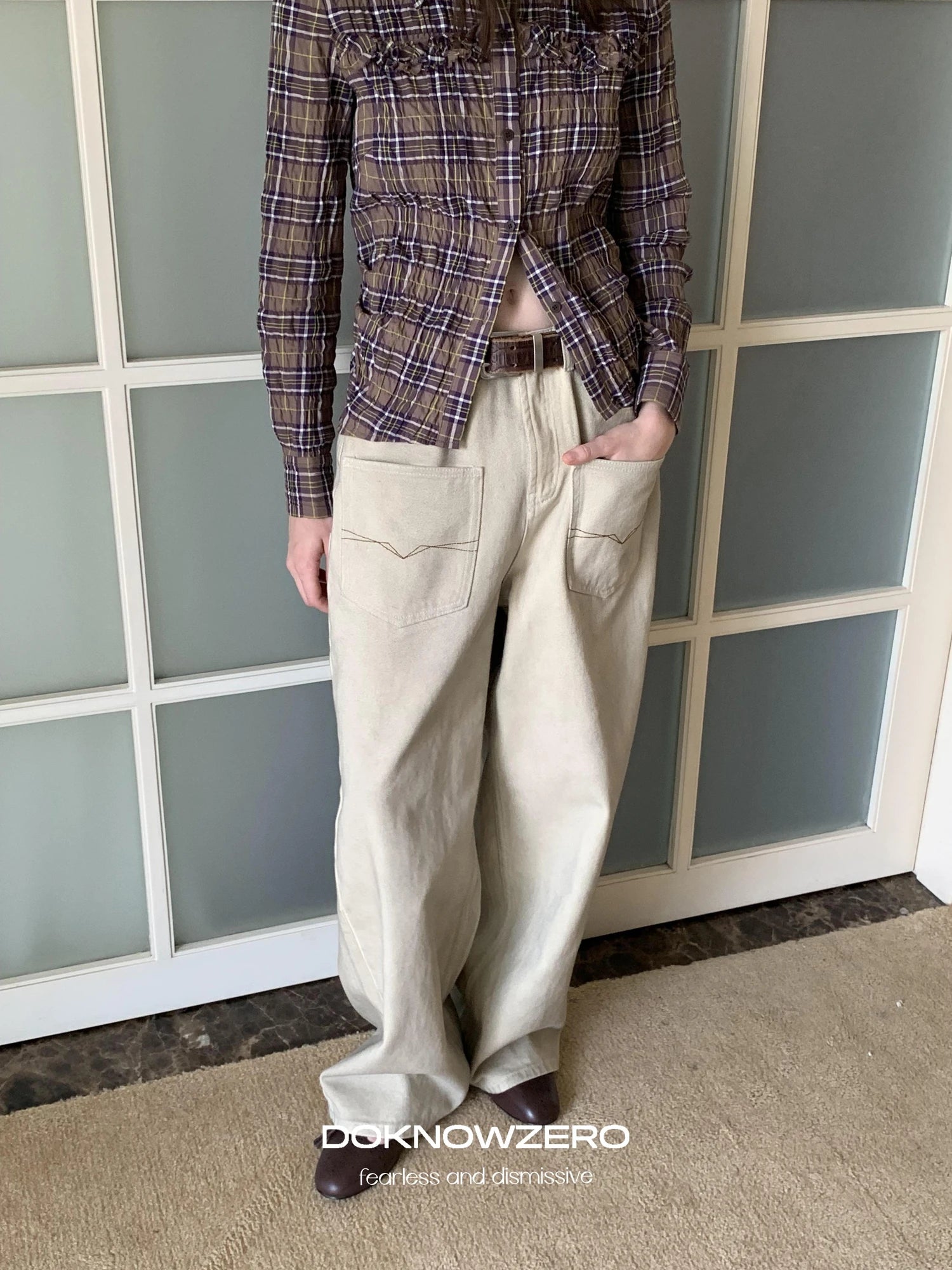 DKZ OFFICIAL Vintage Washed Apricot Denim Jeans