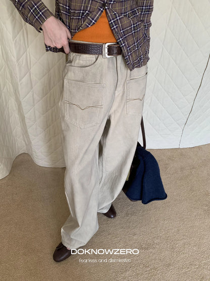 DKZ OFFICIAL Vintage Washed Apricot Denim Jeans