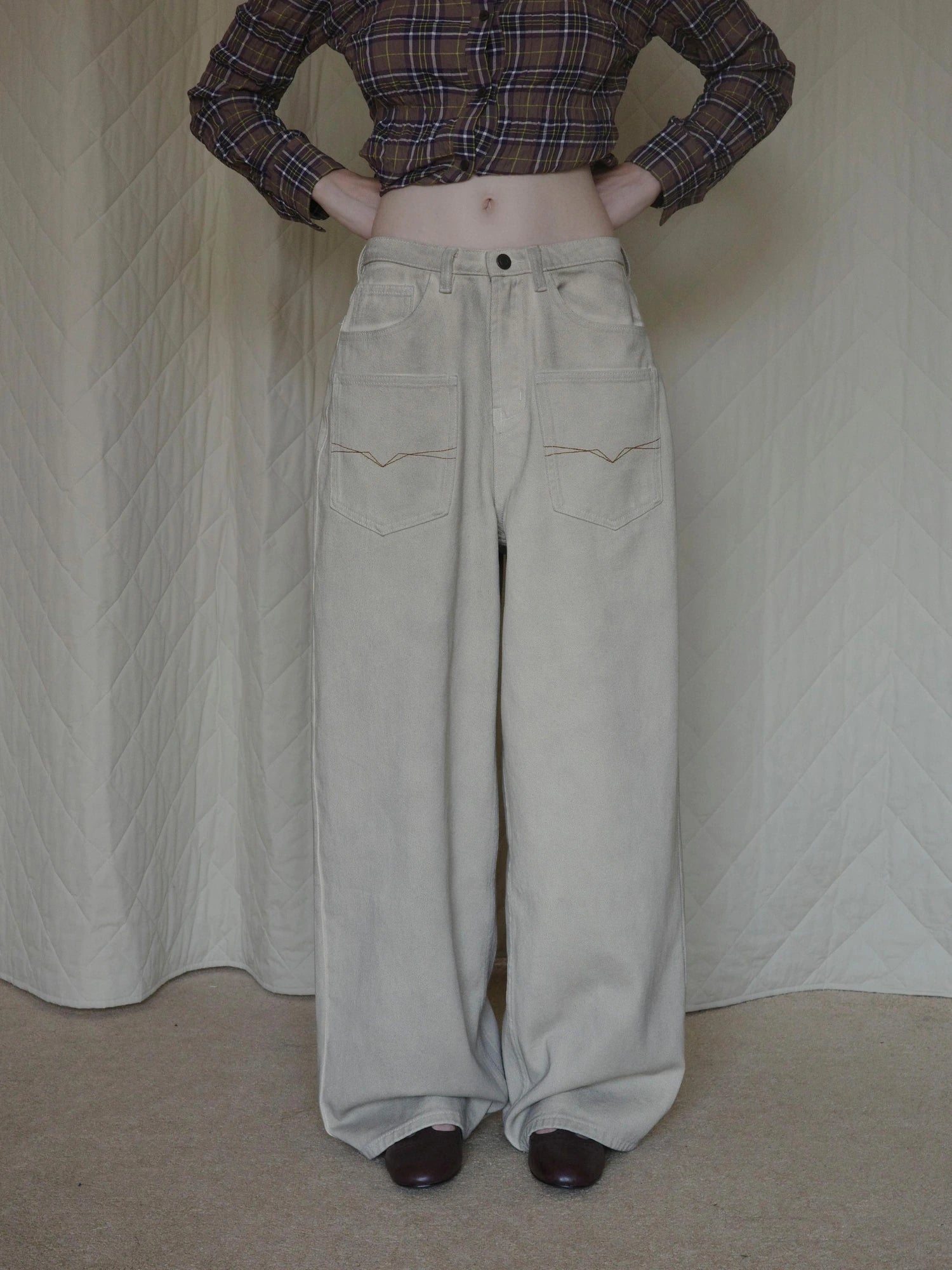 DKZ OFFICIAL Vintage Washed Apricot Denim Jeans