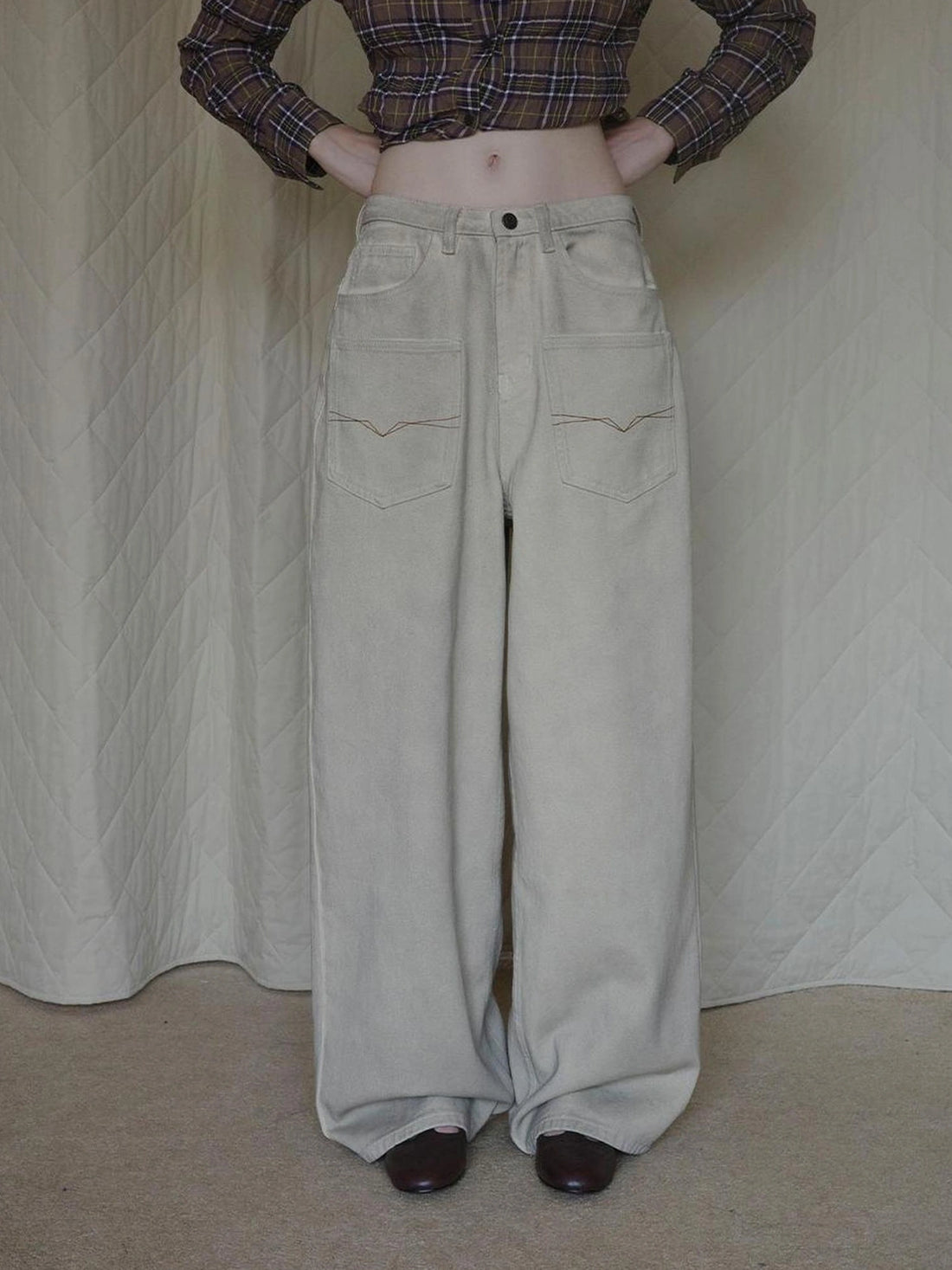DKZ OFFICIAL Vintage Washed Apricot Denim Jeans