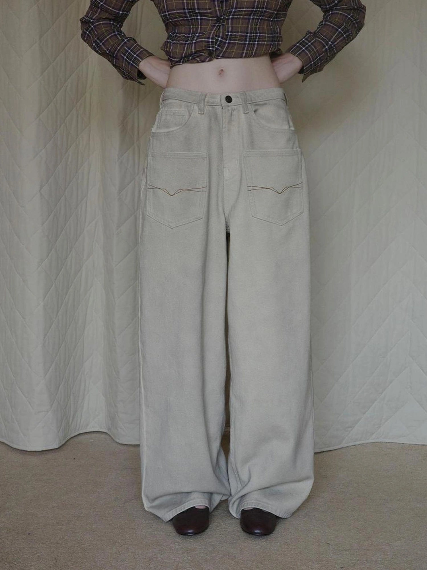 DKZ OFFICIAL Vintage Washed Apricot Denim Jeans
