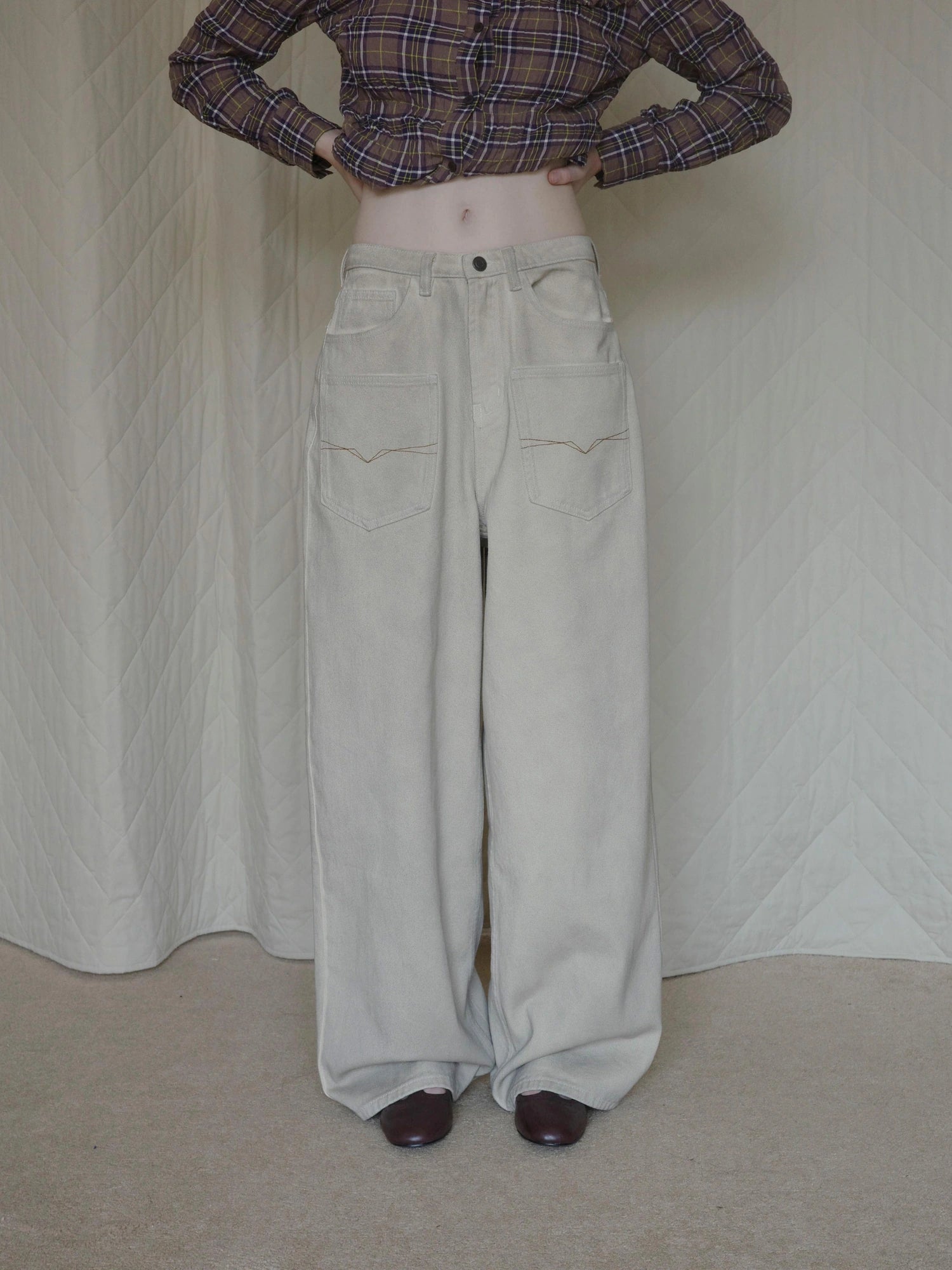 DKZ OFFICIAL Vintage Washed Apricot Denim Jeans