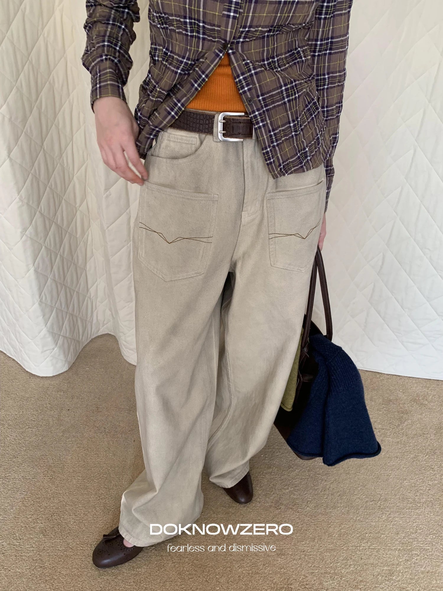 DKZ OFFICIAL Vintage Washed Apricot Denim Jeans