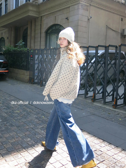 DKZ OFFICIAL Vintage Washed Blue Relaxed Wide Leg Denim Pants