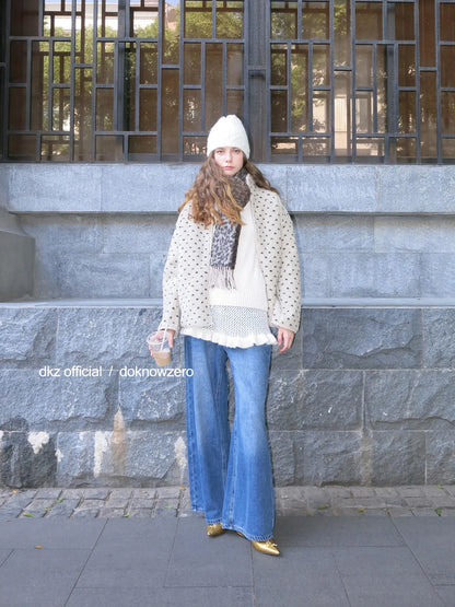 DKZ OFFICIAL Vintage Washed Blue Relaxed Wide Leg Denim Pants