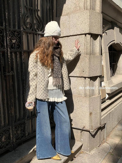 DKZ OFFICIAL Vintage Washed Blue Relaxed Wide Leg Denim Pants