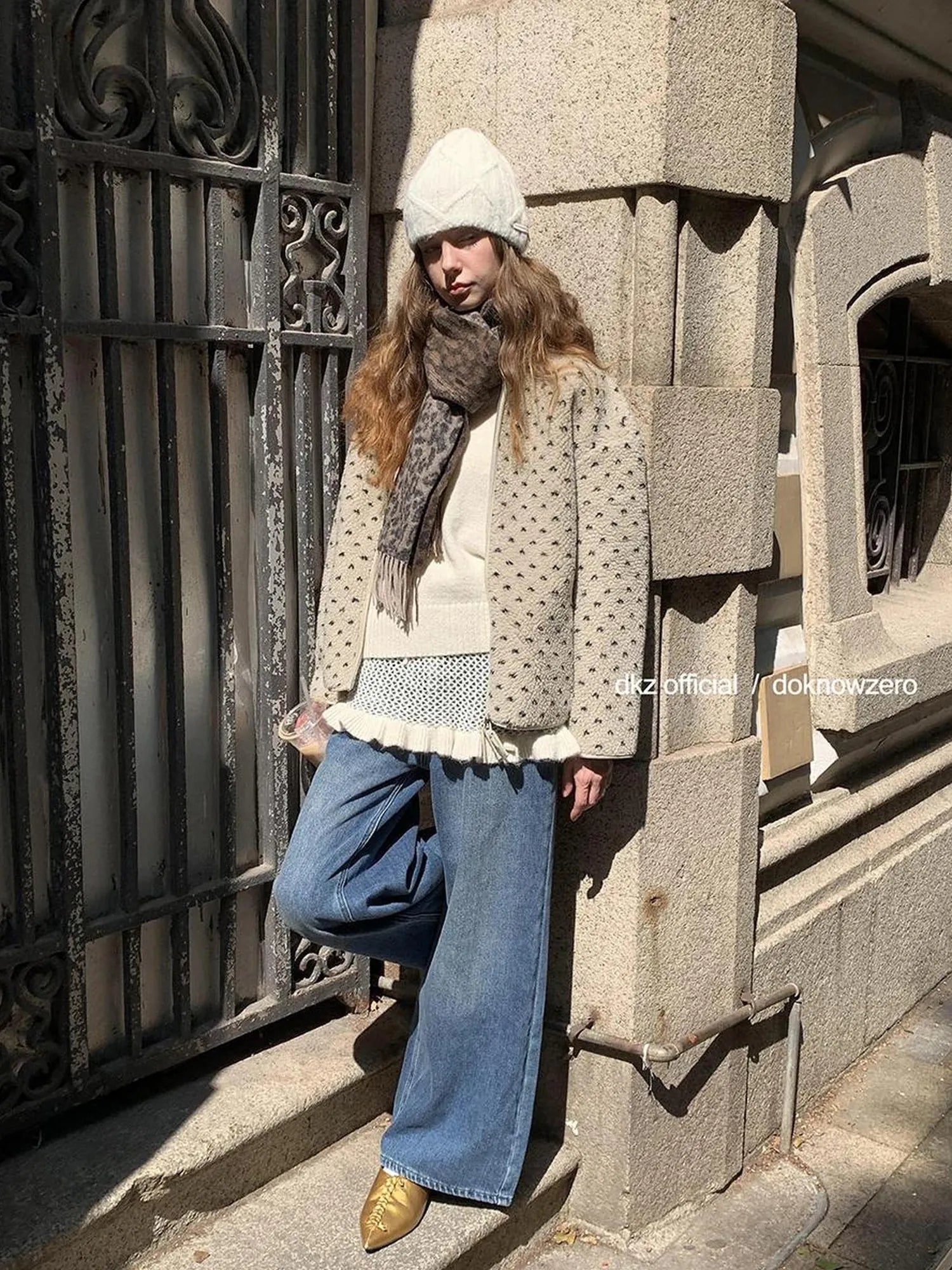 DKZ OFFICIAL Vintage Washed Blue Relaxed Wide Leg Denim Pants