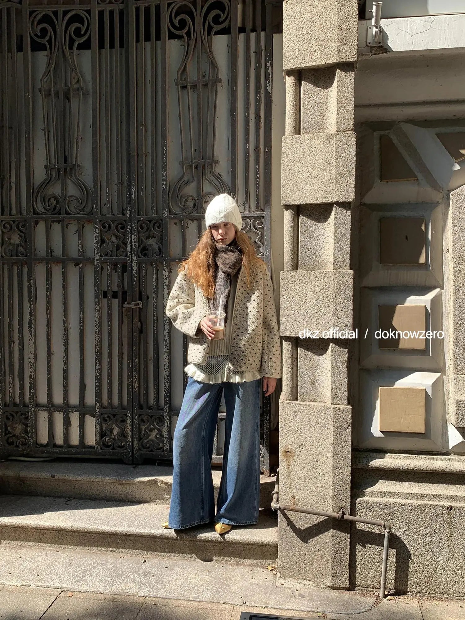 DKZ OFFICIAL Vintage Washed Blue Relaxed Wide Leg Denim Pants