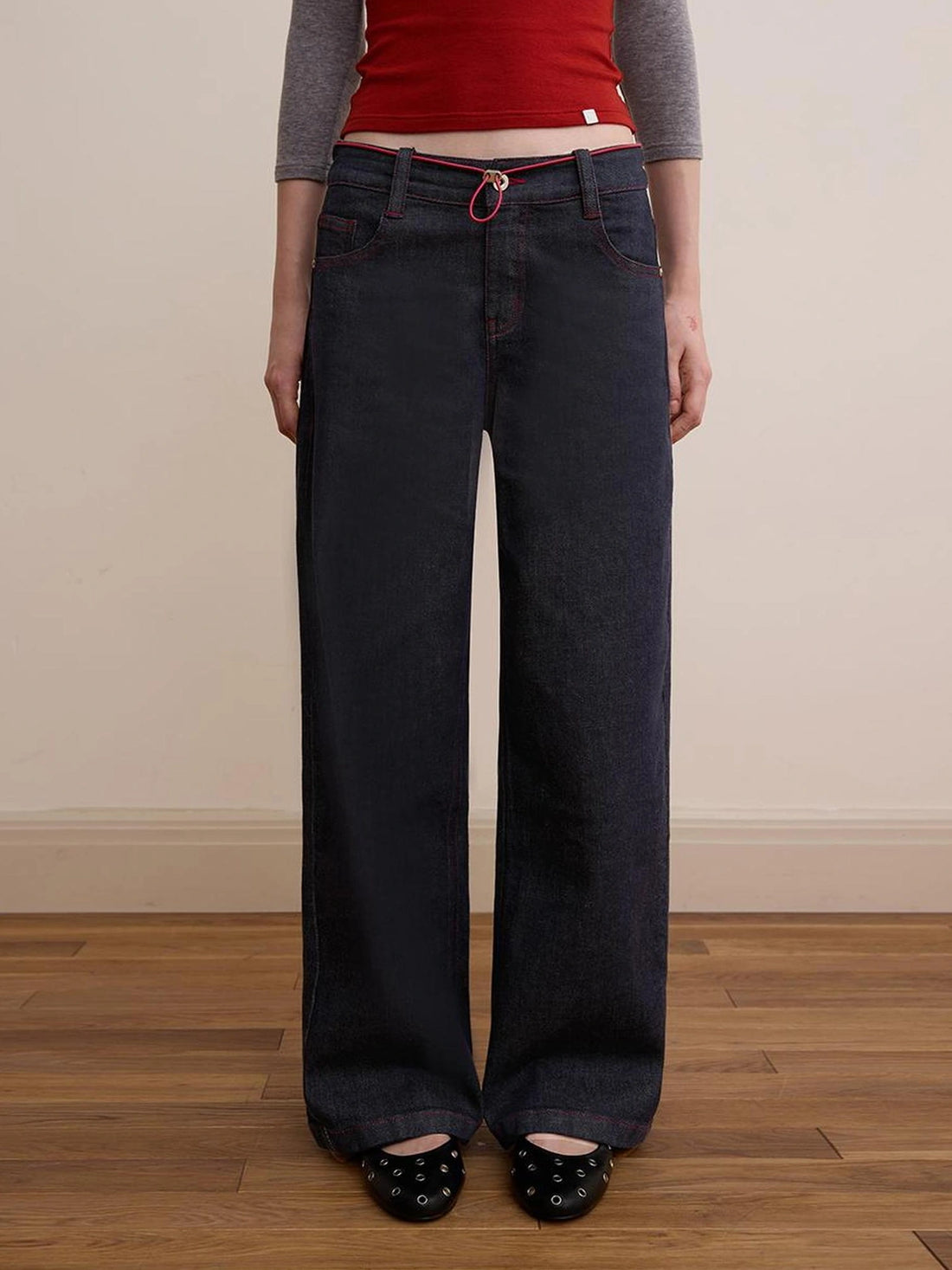 DKZ OFFICIAL Vintage Washed Deep Blue Straight Leg Jeans