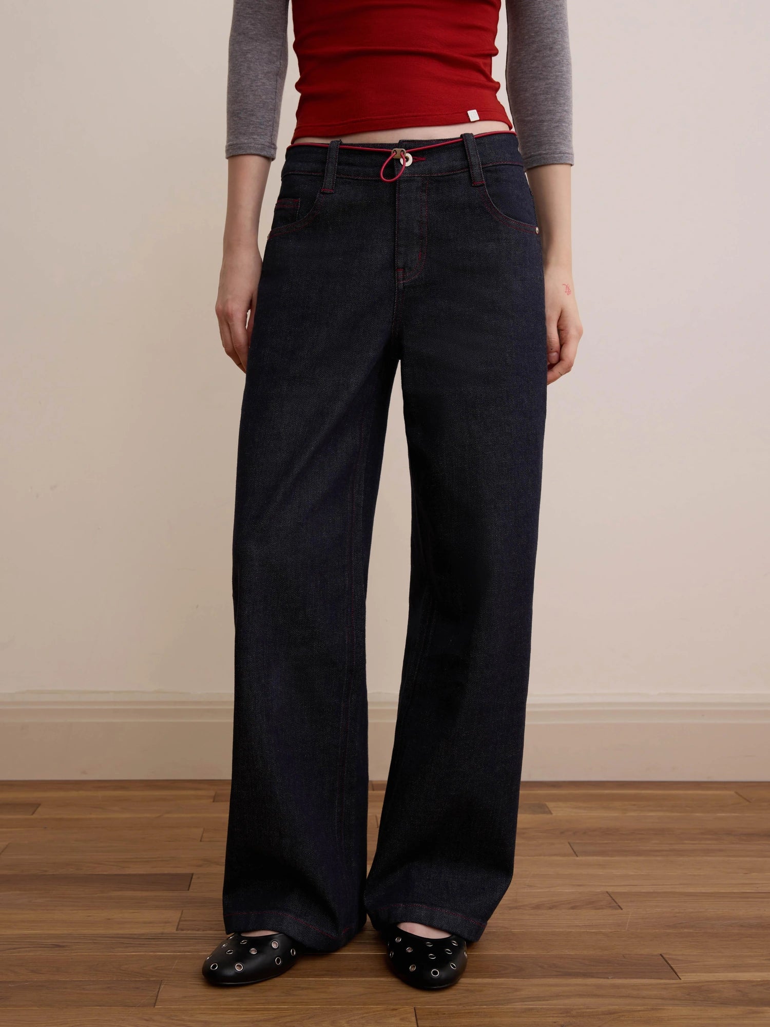 DKZ OFFICIAL Vintage Washed Deep Blue Straight Leg Jeans