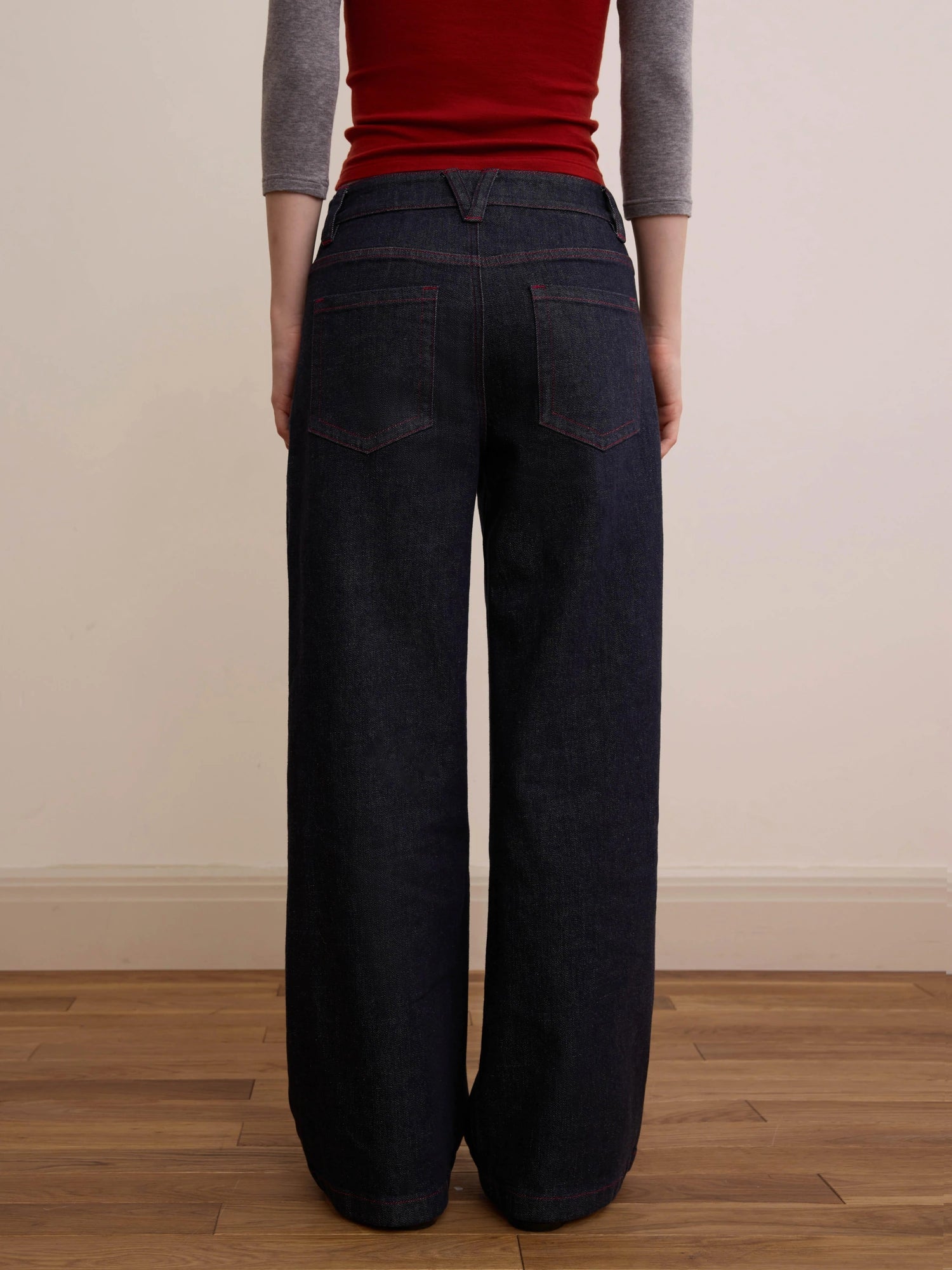 DKZ OFFICIAL Vintage Washed Deep Blue Straight Leg Jeans