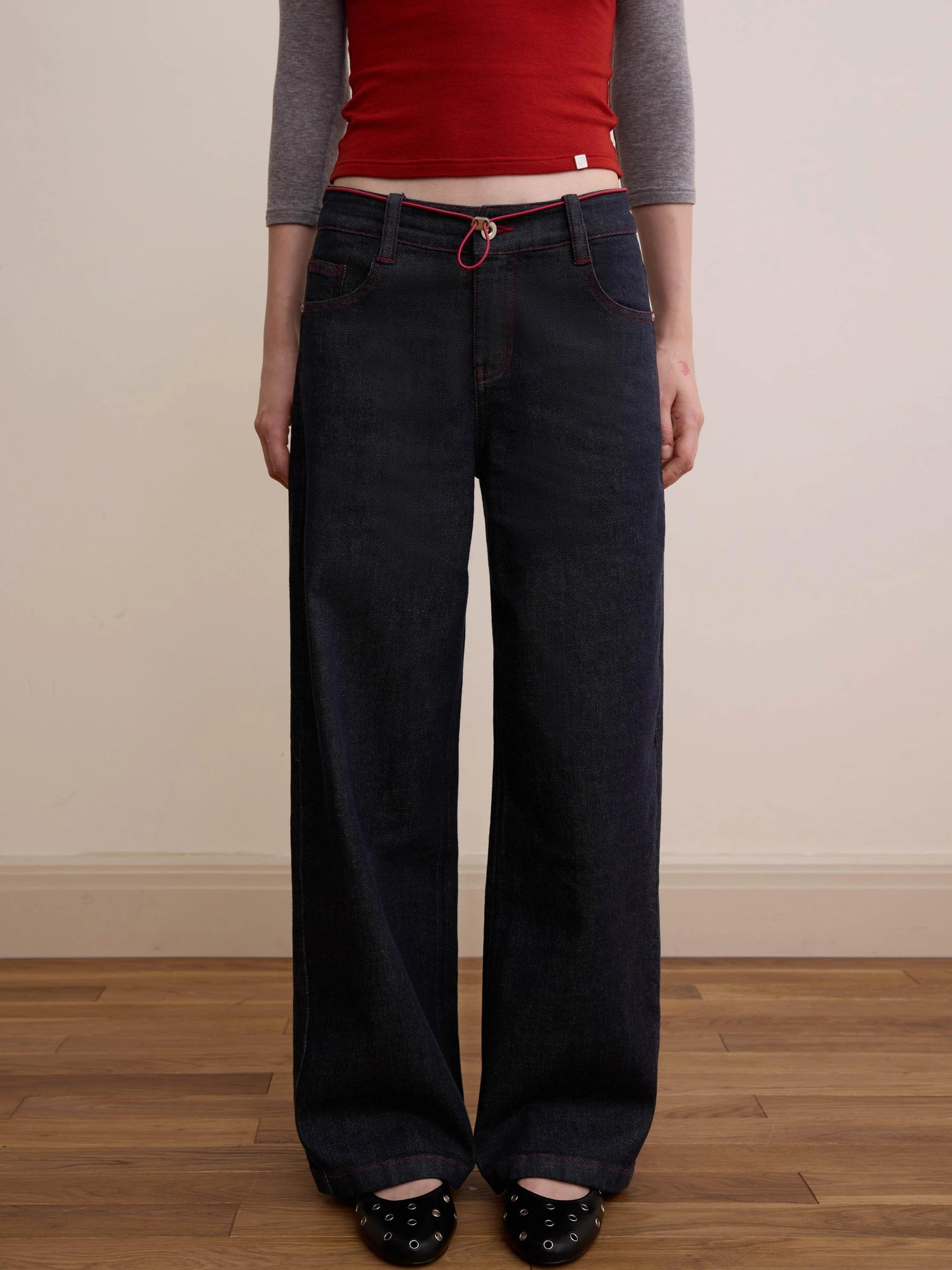 DKZ OFFICIAL Vintage Washed Deep Blue Straight Leg Jeans