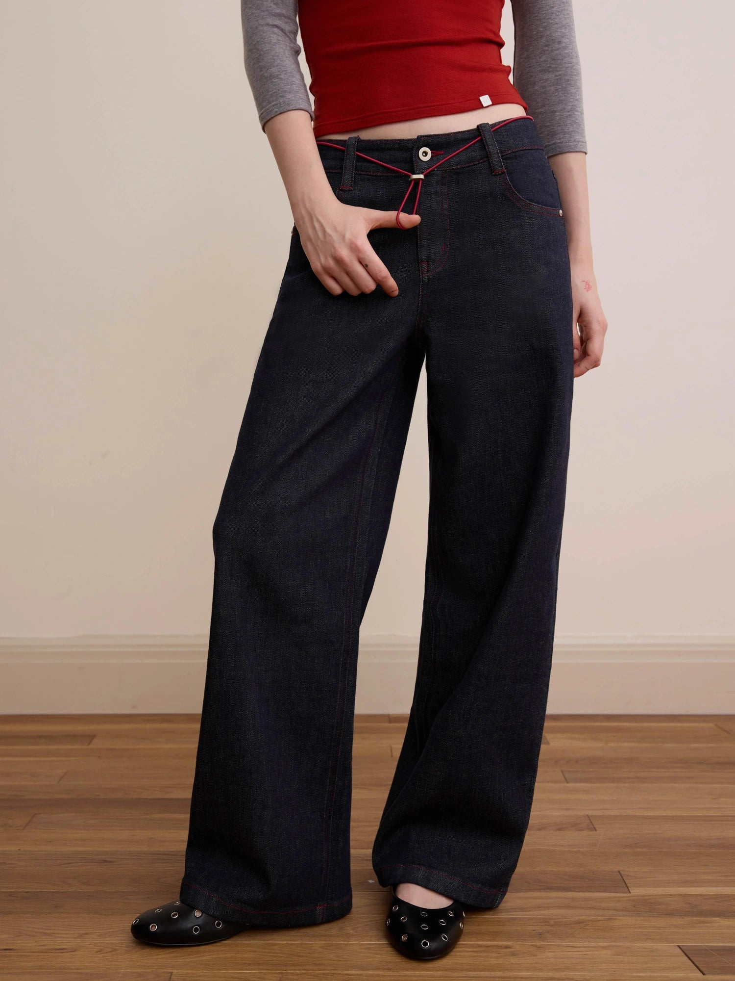 DKZ OFFICIAL Vintage Washed Deep Blue Straight Leg Jeans