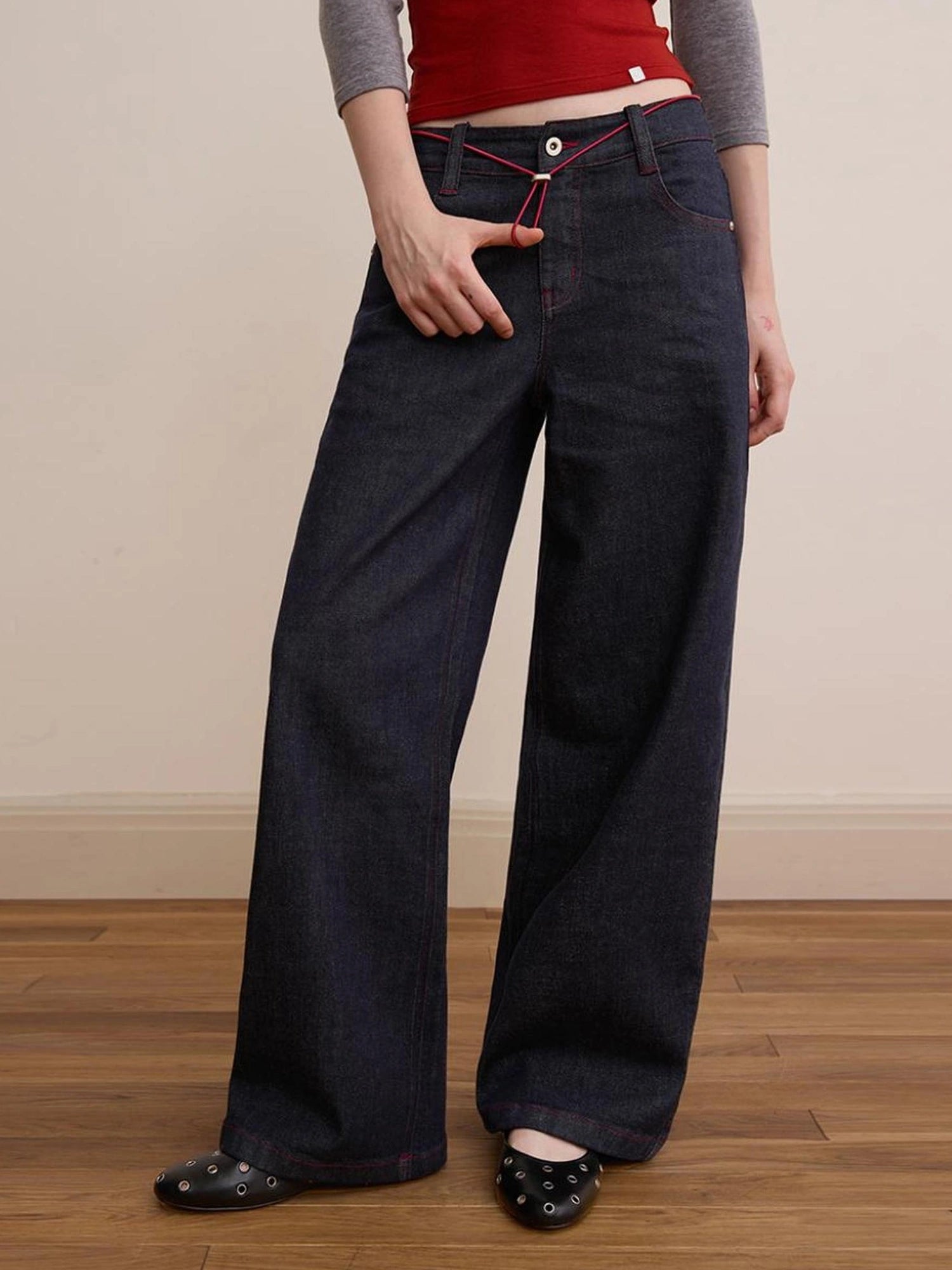 DKZ OFFICIAL Vintage Washed Deep Blue Straight Leg Jeans