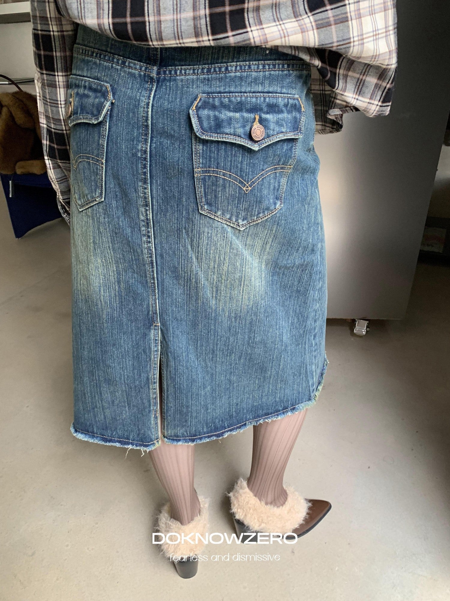 DKZ OFFICIAL Vintage Washed Denim Straight Mid Rise Women&