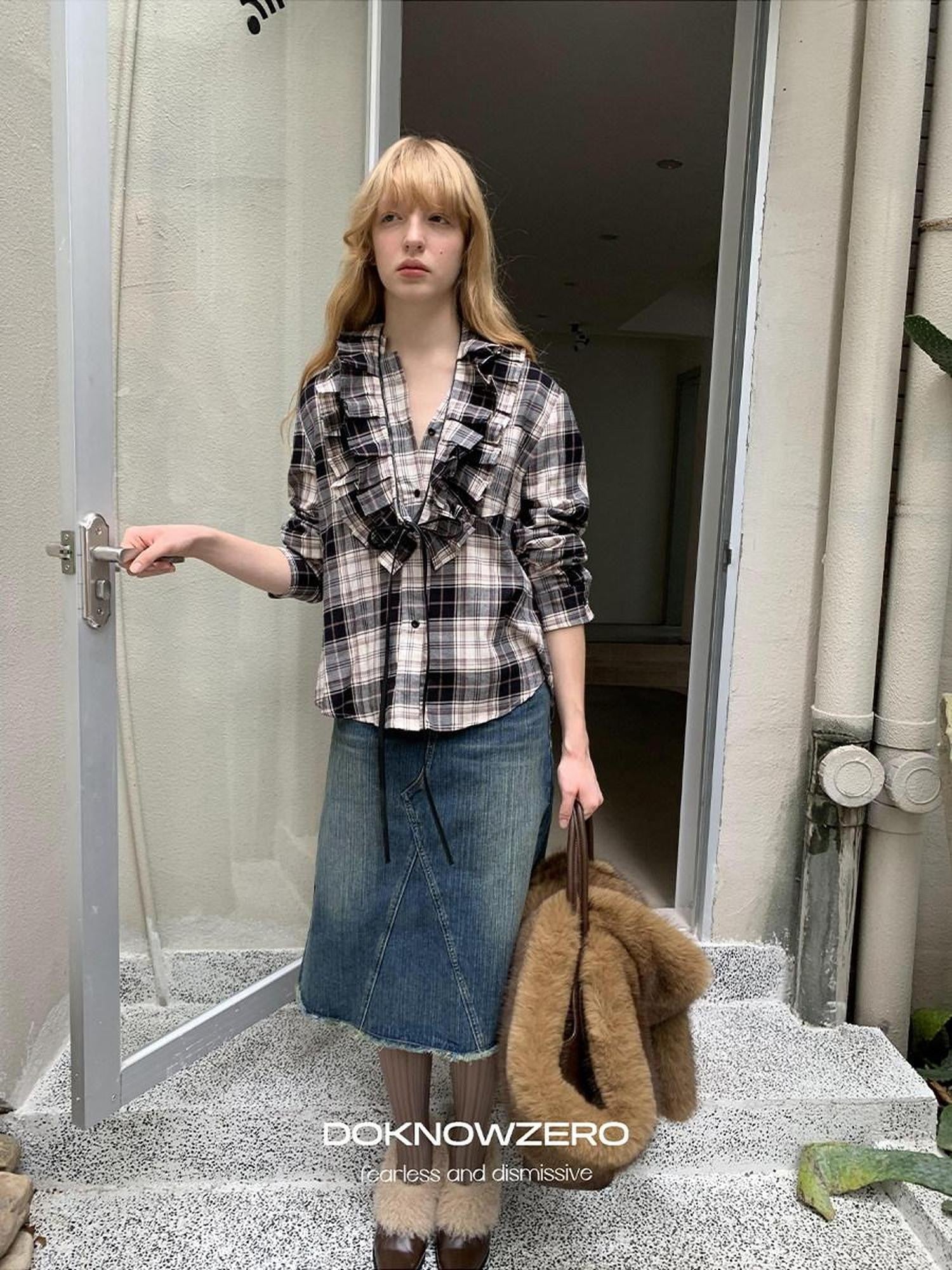 DKZ OFFICIAL Vintage Washed Denim Straight Mid Rise Women&