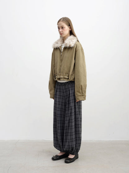 DKZ OFFICIAL Vintage Washed Detachable Fur Collar Women&