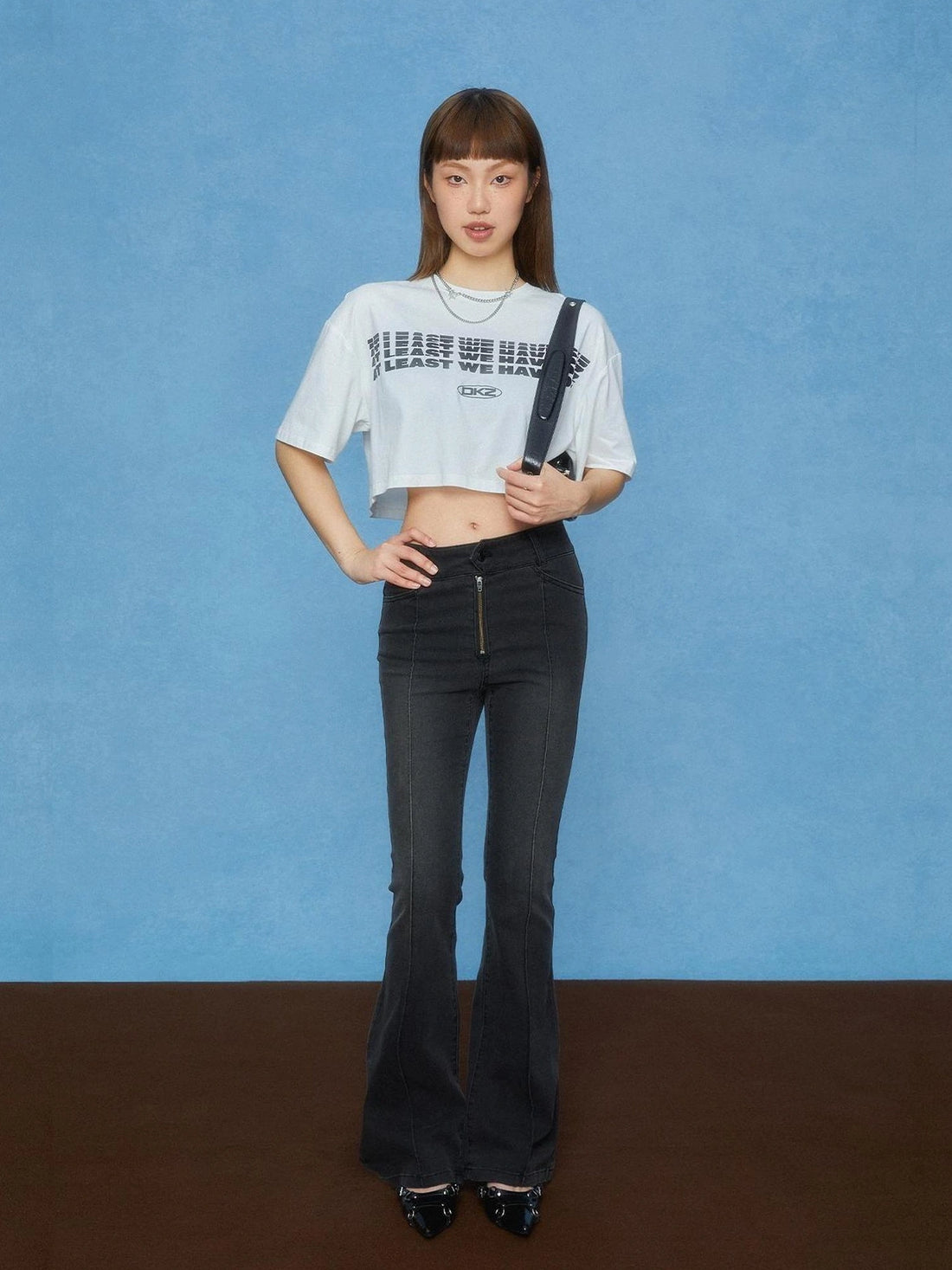 DKZ OFFICIAL Vintage Washed High Waist Flared Jeans