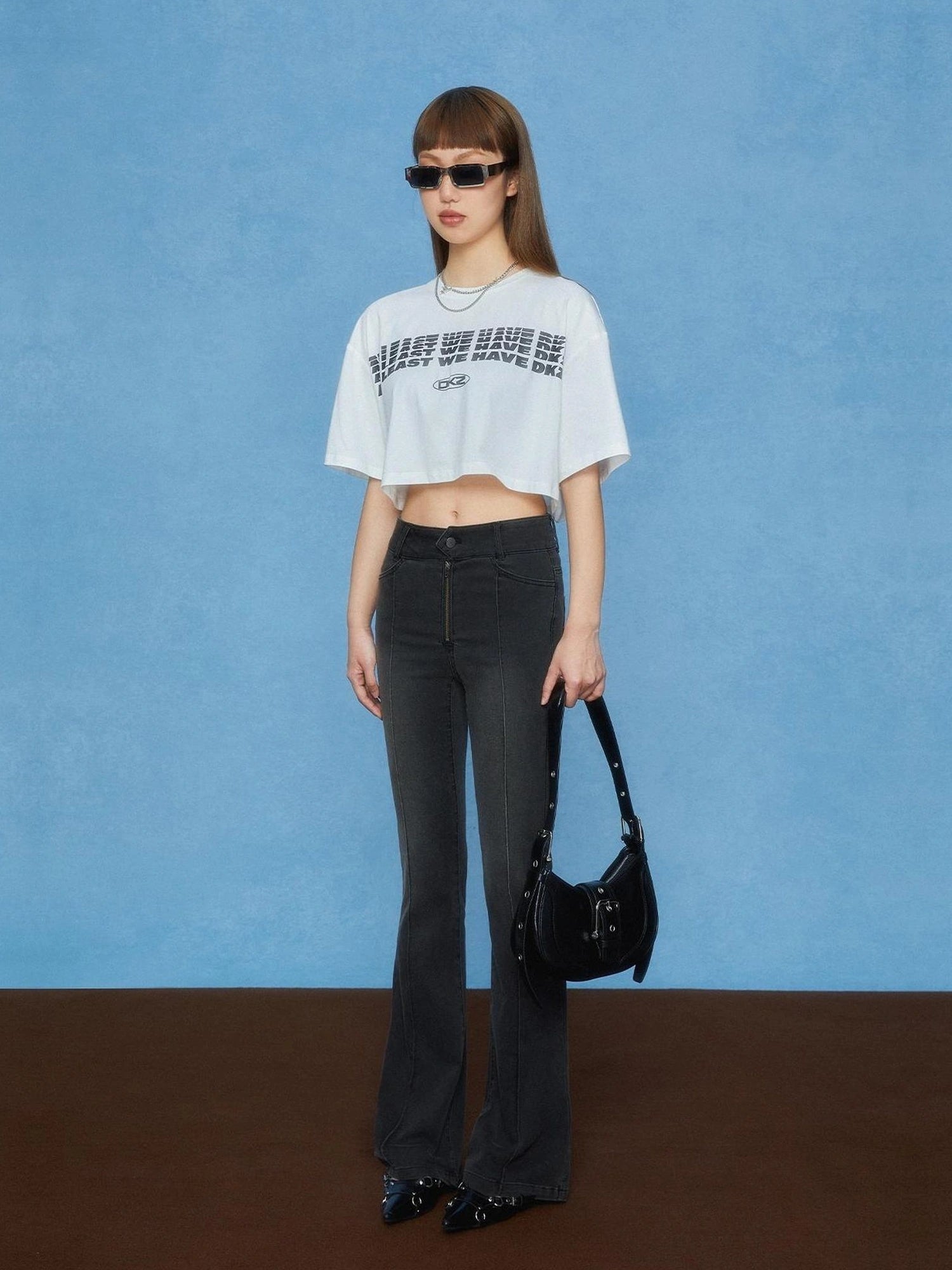 DKZ OFFICIAL Vintage Washed High Waist Flared Jeans