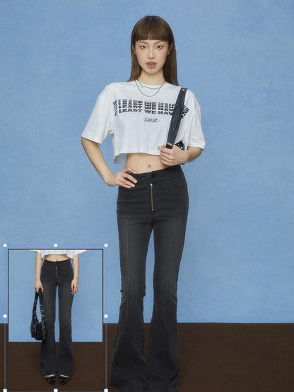 DKZ OFFICIAL Vintage Washed High Waist Flared Jeans
