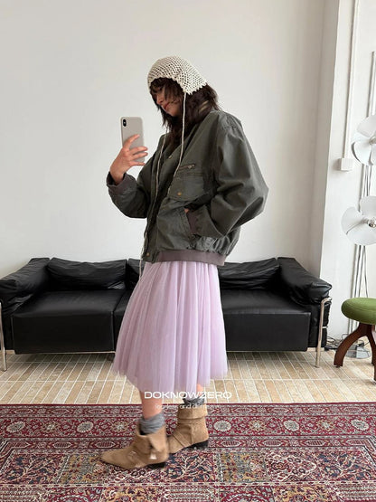DKZ OFFICIAL Vintage Washed Multi Pocket Women Jacket