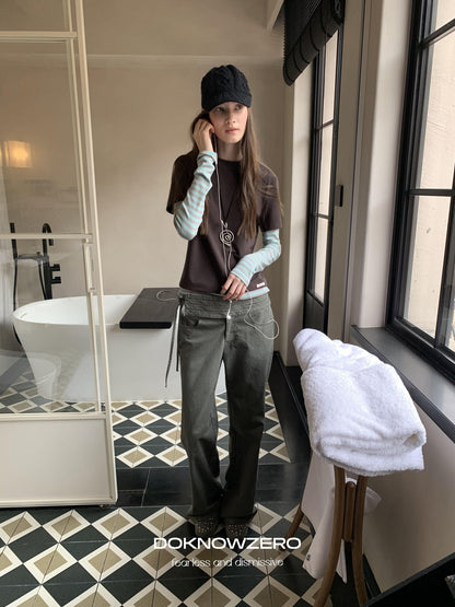 DKZ OFFICIAL Vintage Washed Pleated Drawstring Women&