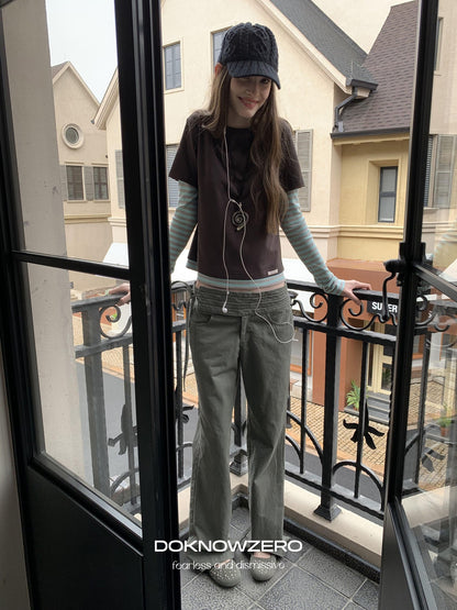 DKZ OFFICIAL Vintage Washed Pleated Drawstring Women&