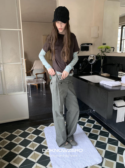 DKZ OFFICIAL Vintage Washed Pleated Drawstring Women&