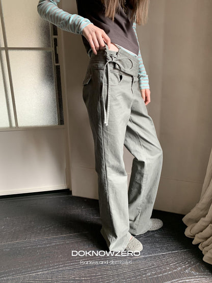 DKZ OFFICIAL Vintage Washed Pleated Drawstring Women&