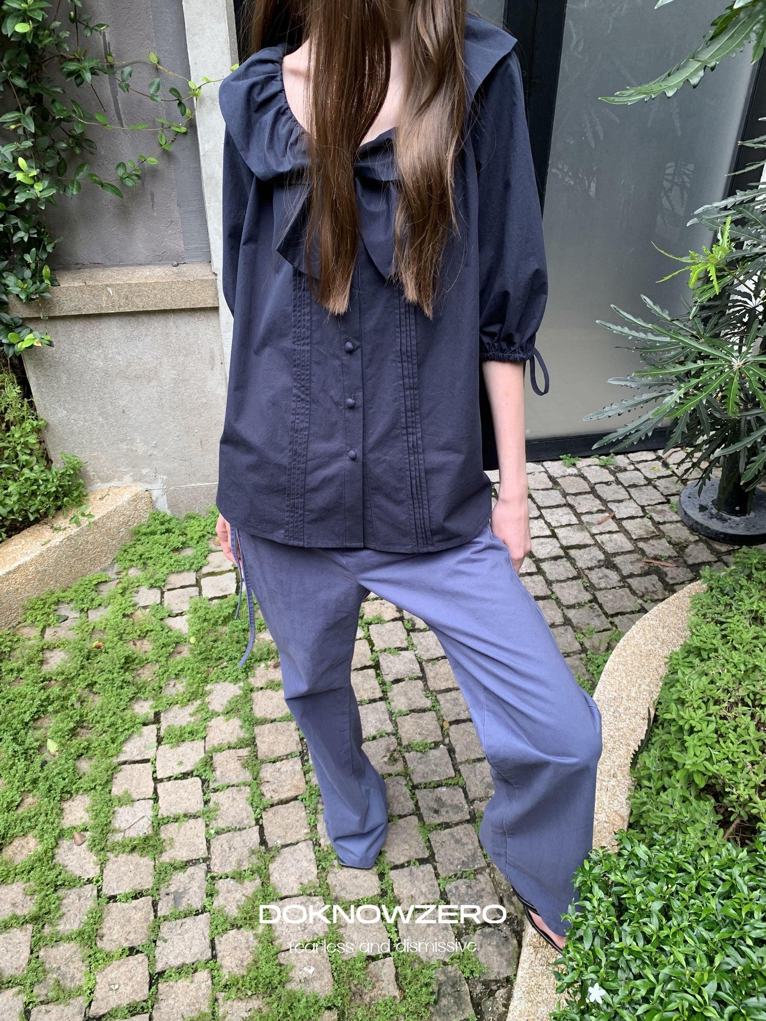 DKZ OFFICIAL Vintage Washed Pleated Drawstring Women&