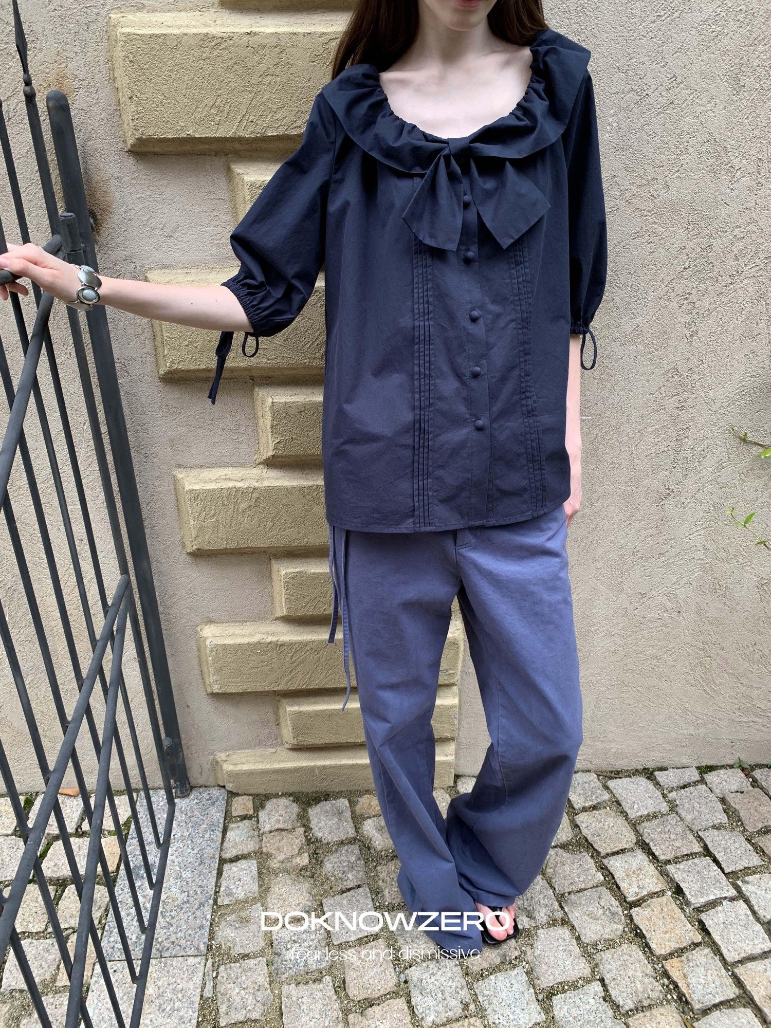 DKZ OFFICIAL Vintage Washed Pleated Drawstring Women&
