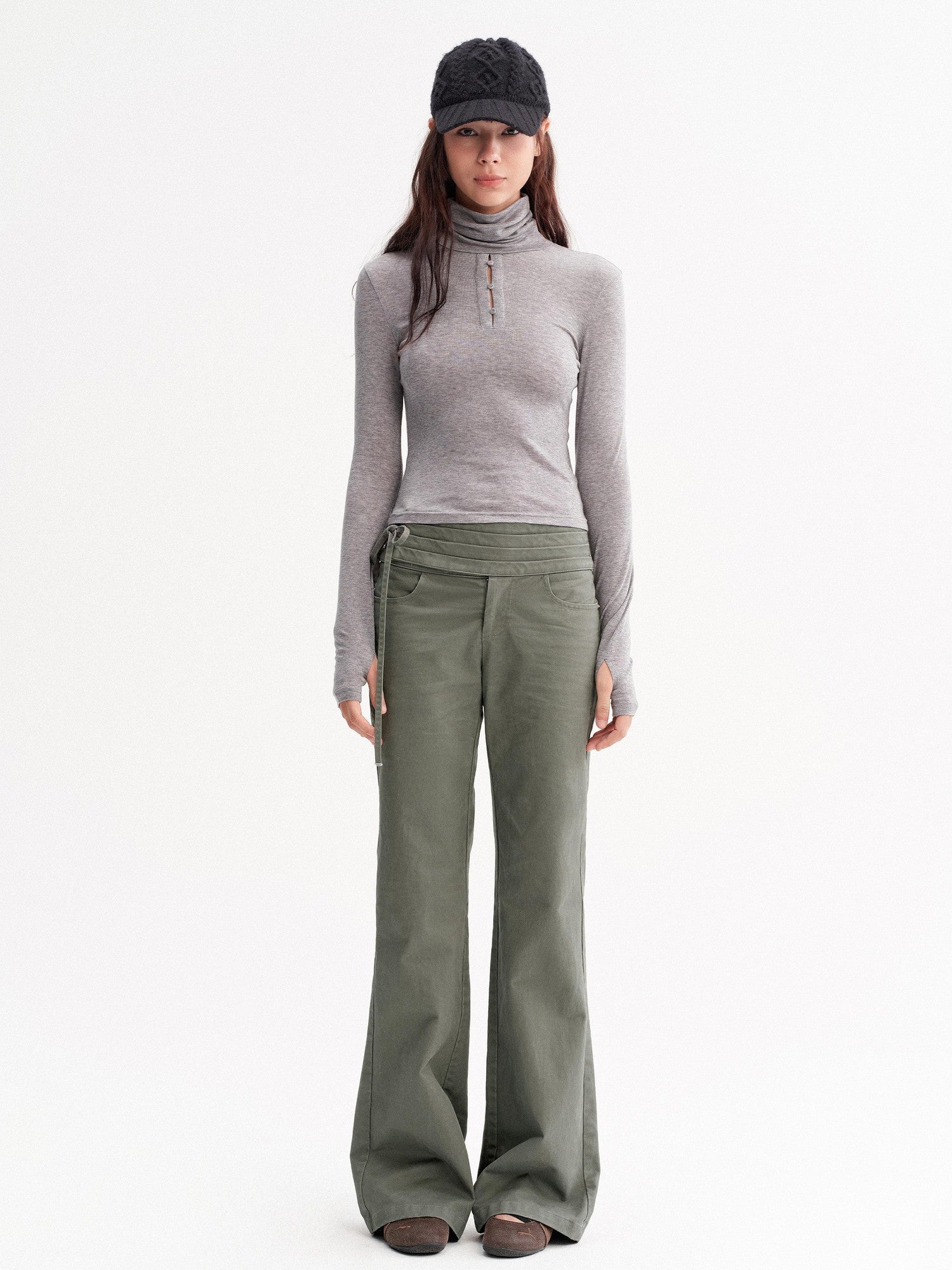 DKZ OFFICIAL Vintage Washed Pleated Drawstring Women&