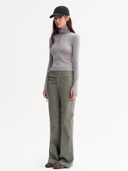 DKZ OFFICIAL Vintage Washed Pleated Drawstring Women&