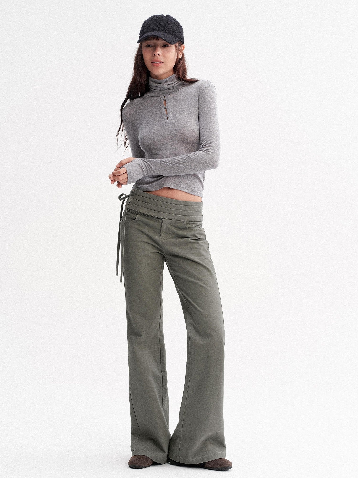 DKZ OFFICIAL Vintage Washed Pleated Drawstring Women&