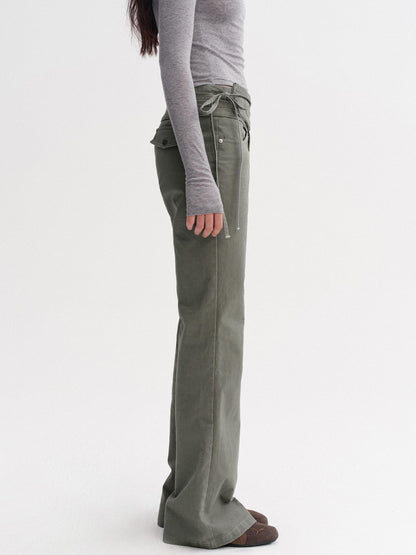 DKZ OFFICIAL Vintage Washed Pleated Drawstring Women&