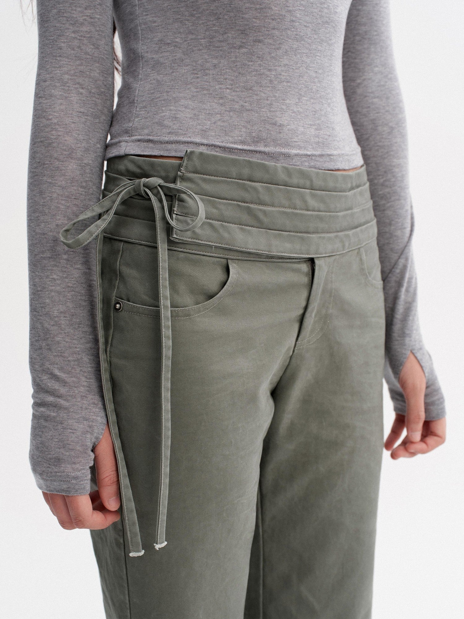 DKZ OFFICIAL Vintage Washed Pleated Drawstring Women&