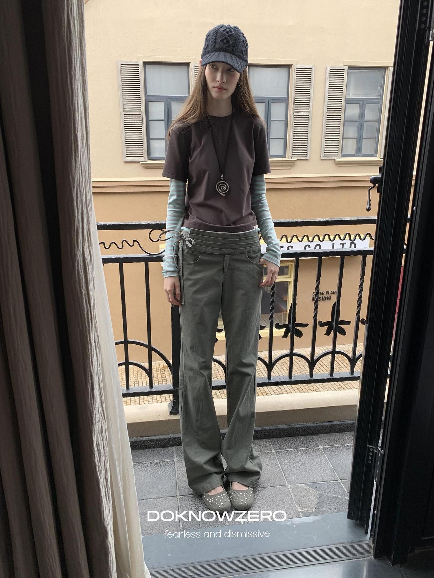 DKZ OFFICIAL Vintage Washed Pleated Drawstring Women&