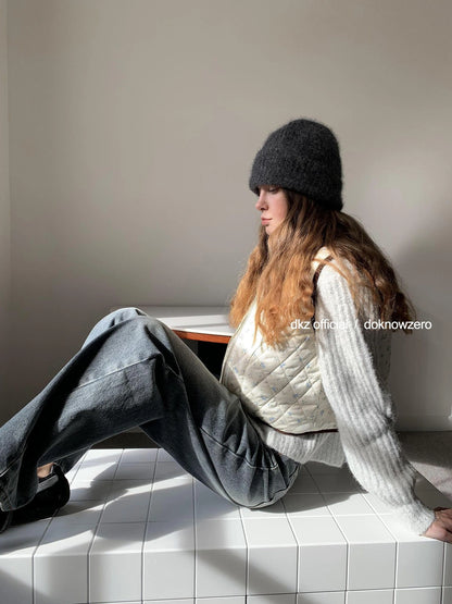 DKZ OFFICIAL Vintage Washed Relaxed Fit Blue Jeans For Women